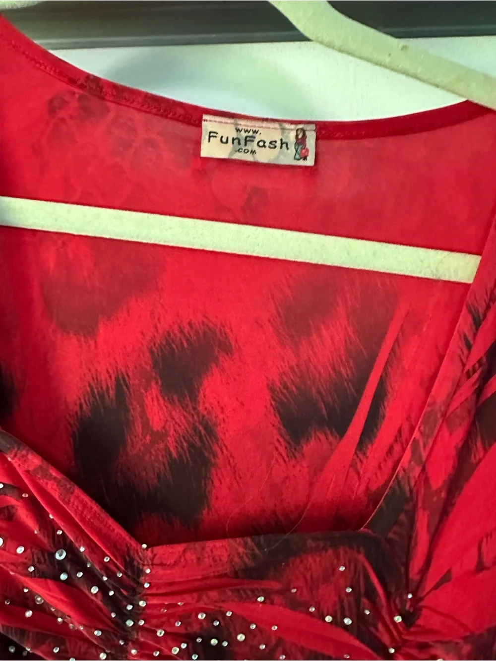 Red Embellished Women's Top